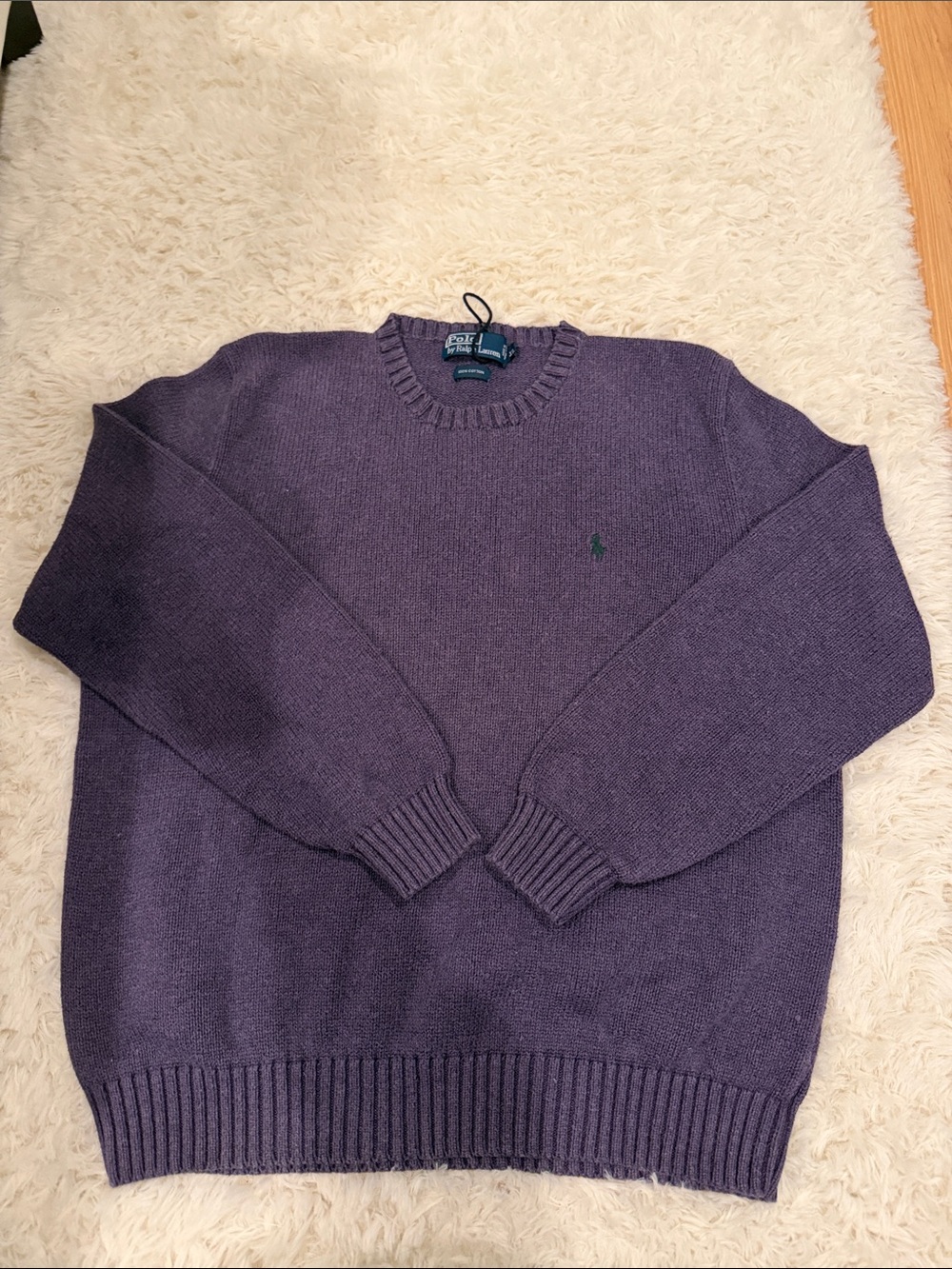 Polo by Ralph Lauren Purple Crewneck Sweater with Green Polo Logo